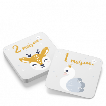 Carte étape Cygne Or + Pochette personnalisée au prénom du bébé