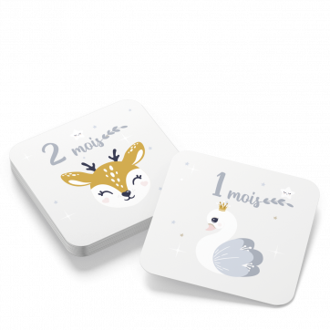 Carte étape Cygne Bleu + Pochette personnalisée au prénom du bébé